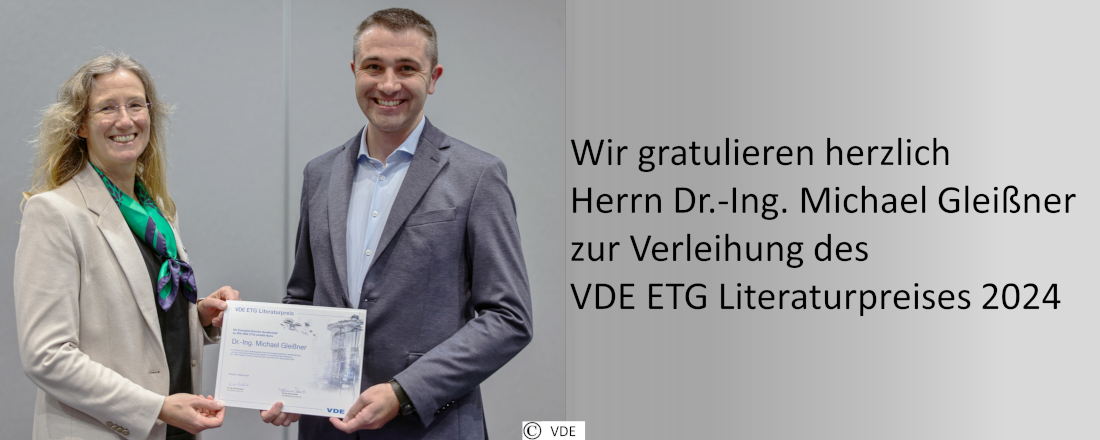 Dr. Gleißner receives the VDE ETG price in Dresden